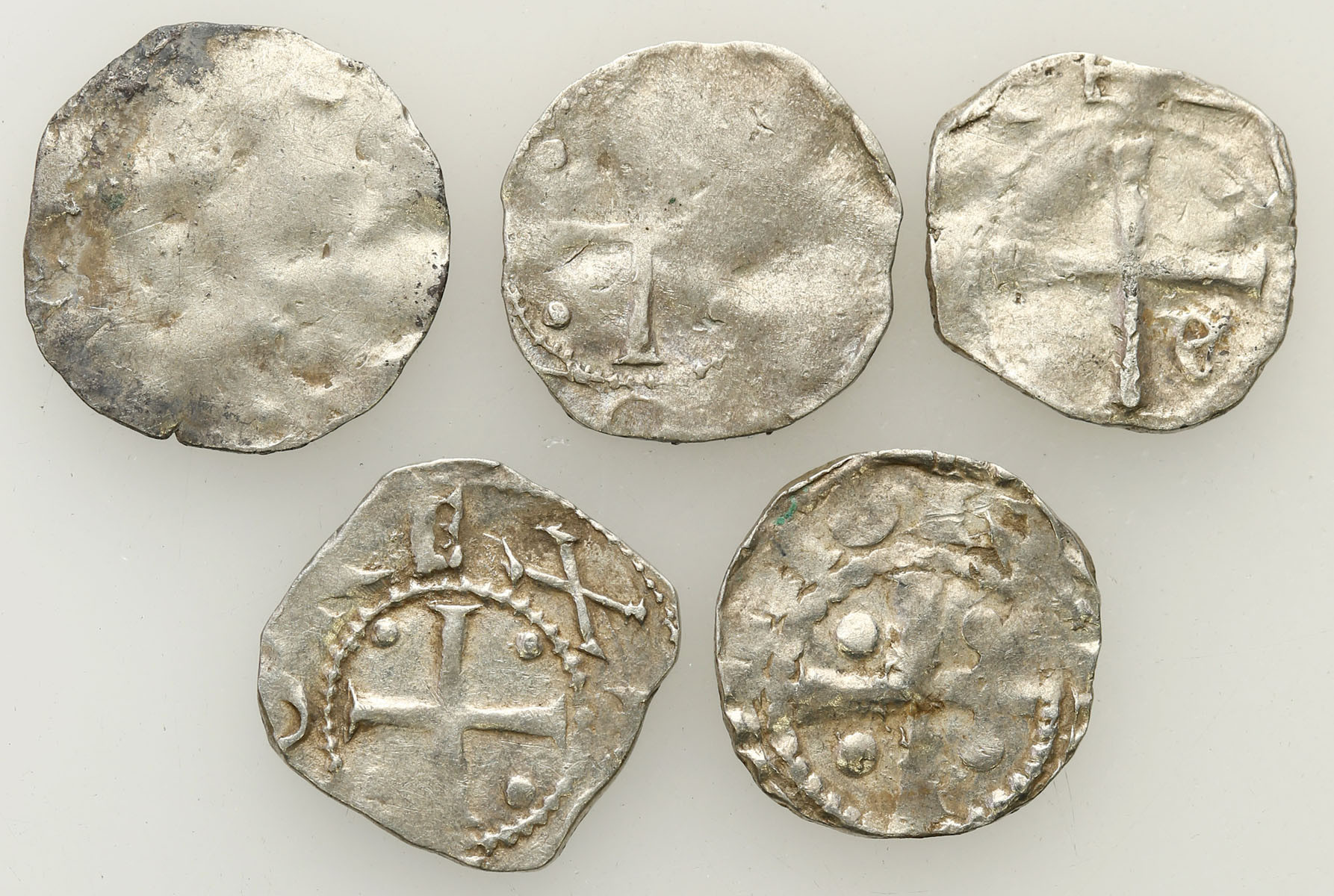 Niemcy, Kolonia. Otto III (983–1002). Denar 983-1002, zestaw 5 sztuk